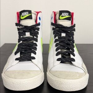 Nike Kids High-Top Sneakers - White, Black, and Neon Green
